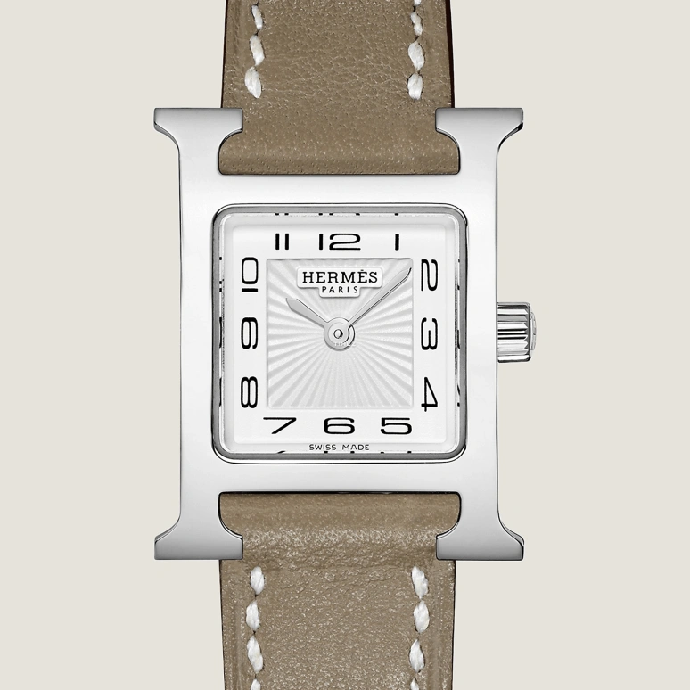 Hermès,Heure H 21x17mm,21x17mm,Stainless Steel,White,Quartz,Sapphire,Crystal Glass,Square,W037883WW00
