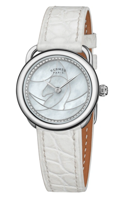 Hermès,Arceau 28mm,28mm,Stainless Steel,White,Quartz,Sapphire,Crystal Glass,Round,W045231WW00