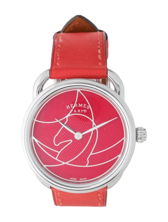 Hermès,Arceau 36mm,36mm,Stainless Steel,Orange Red,Quartz,Sapphire,Crystal Glass,Round,W045755WW00