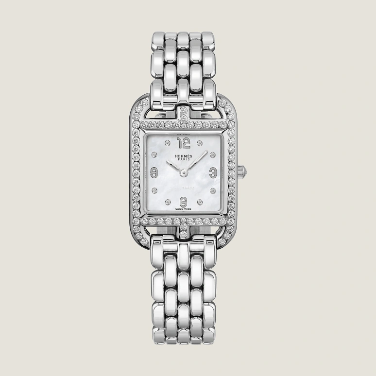 Hermès,Cape Cod 31x23mm,31x23mm,Stainless Steel,White,Quartz,Sapphire,Crystal Glass,Rectangular,W056778WW00
