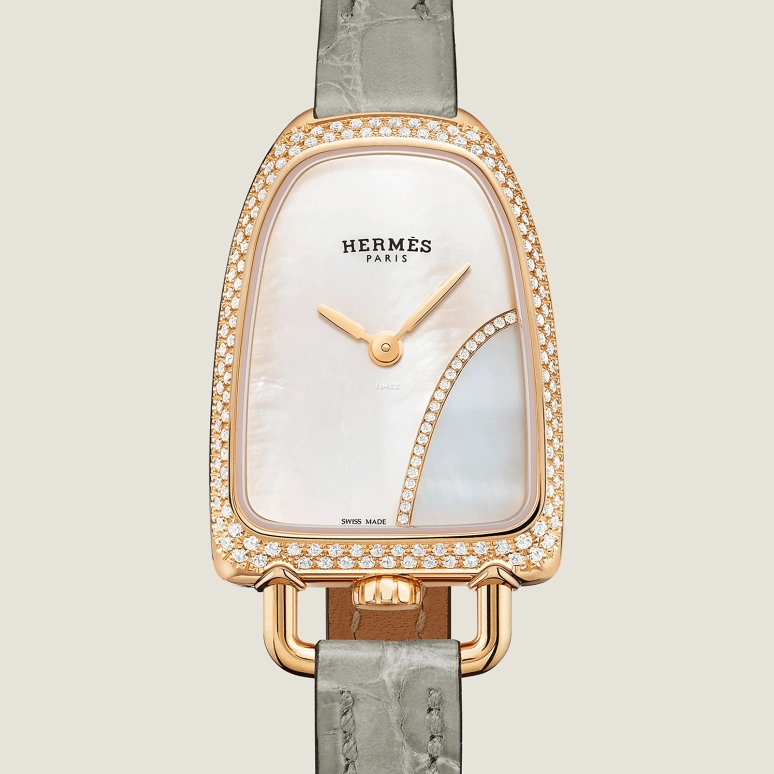 Hermès,Galop D'Hermès 32x20mm,32x20mm,Rose Gold,White,Quartz,Sapphire,Crystal Glass,Other,W058955WW00