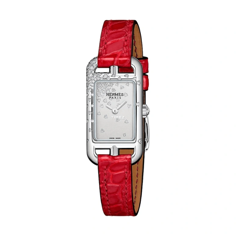 Hermès,Nantucket 17x23mm,17x23mm,Stainless Steel,Grey,Quartz,Sapphire,Crystal Glass,Rectangular,W045247WW00