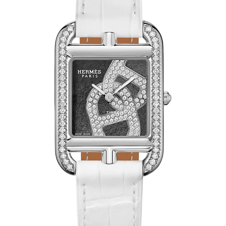 Hermès,Cape Cod 23x23mm,23x23mm,Stainless Steel,Black,Quartz,Sapphire,Crystal Glass,Square,W054718WW00