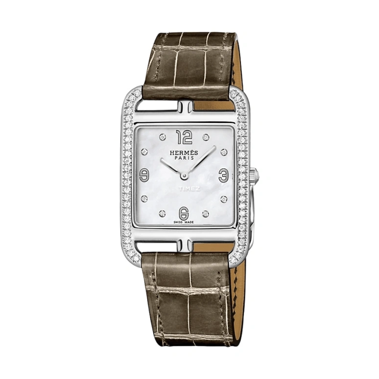 Hermès,Cape Cod 29x29mm,29x29mm,Stainless Steel,White,Quartz,Sapphire,Crystal Glass,Square,W044215WW00
