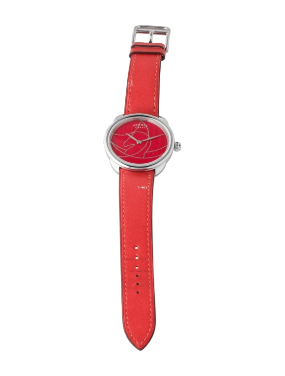 Hermès,Arceau 36mm,36mm,Stainless Steel,Orange Red,Quartz,Sapphire,Crystal Glass,Round,W045755WW00
