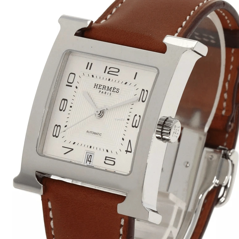 Hermès,Carré H 32.50x42mm,32.50x42mm,Stainless Steel,White,Automatic,Day,Sapphire,HH2810