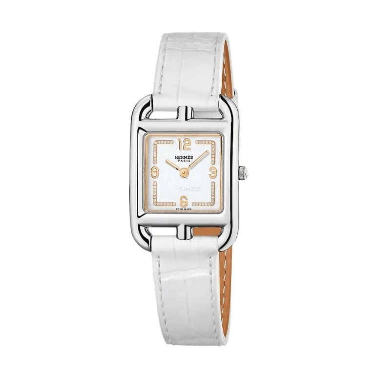 Hermès,Cape Cod 23x23mm,23x23mm,Stainless Steel,White,Quartz,Sapphire,Crystal Glass,Square,W054758WW00