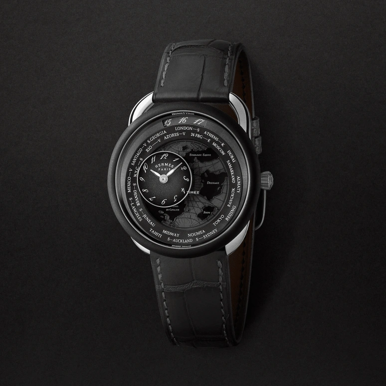 Hermès,Arceau 41mm,41mm,Platinum,Titanium,Black,Automatic,Dule Time,50hours,W057198WW00