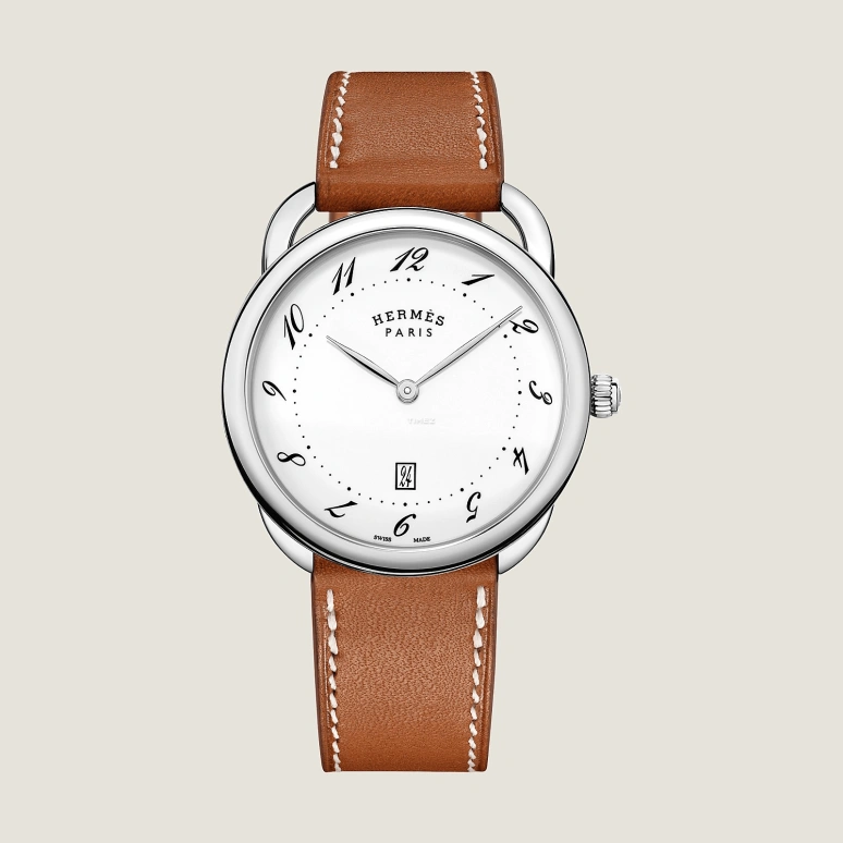 Hermès,Arceau 40mm,40mm,Stainless Steel,White,Quartz,Day,Sapphire,Crystal Glass,W055378WW00