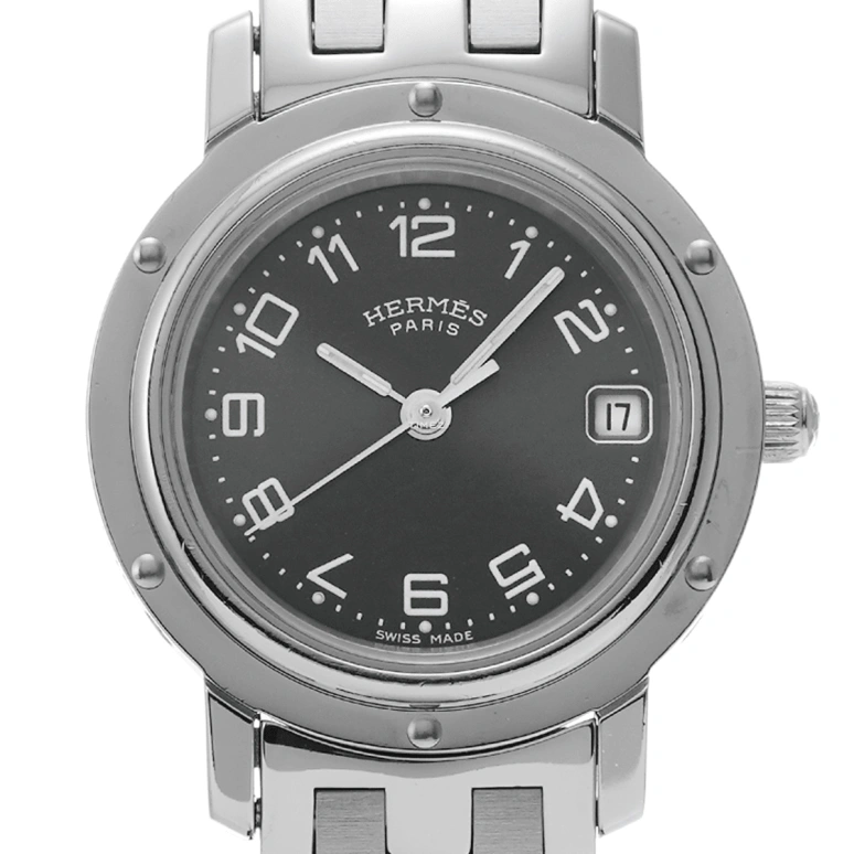 Hermès,Clipper 24mm,24mm,Stainless Steel,Black,Quartz,Day,Sapphire,Crystal Glass,CL4,CL4.210.330/3758