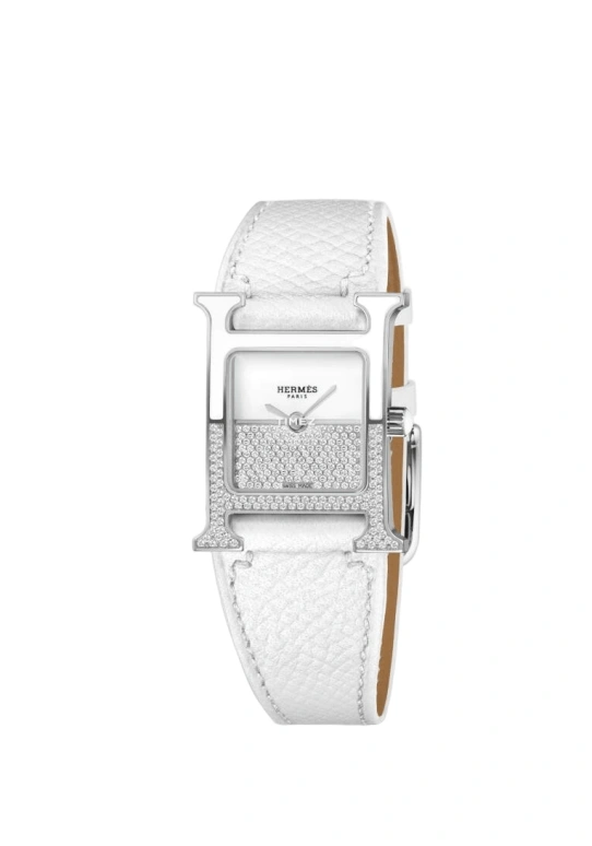 Hermès,Heure H 21x21mm,21x21mm,Stainless Steel,White,Quartz,Sapphire,Crystal Glass,Square,W046343WW00