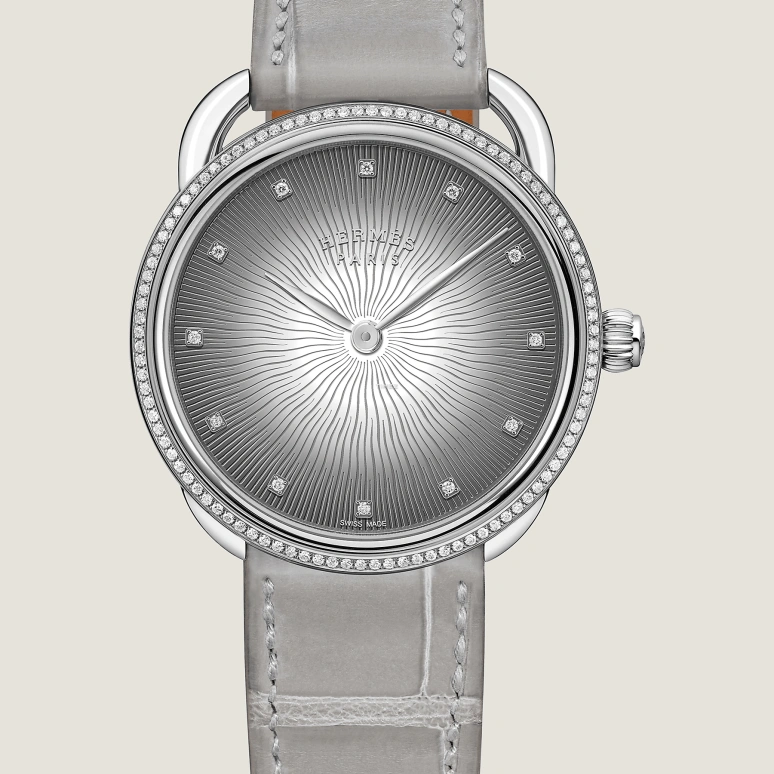 Hermès,Arceau 36mm,36mm,Stainless Steel,Grey,Quartz,Sapphire,Round,W053341WW00