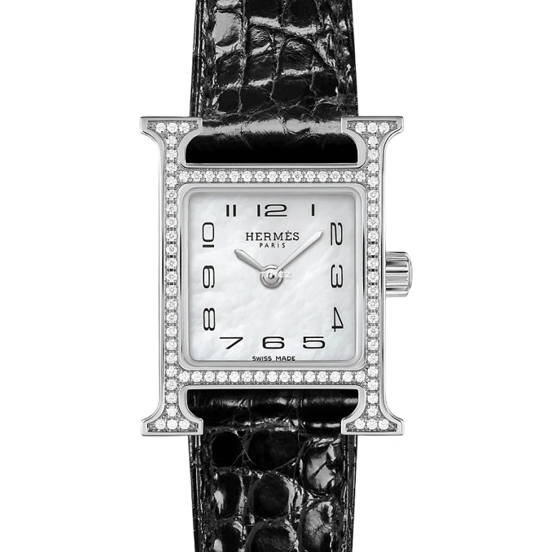Hermès,Heure H 17.20x17.20mm,17.20x17.20mm,Stainless Steel,White,Quartz,Sapphire,Square,W053236WW00