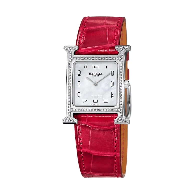 Hermès,Heure H 26mm,26mm,Stainless Steel,Silver White,Quartz,Sapphire,Square,W047214WW00