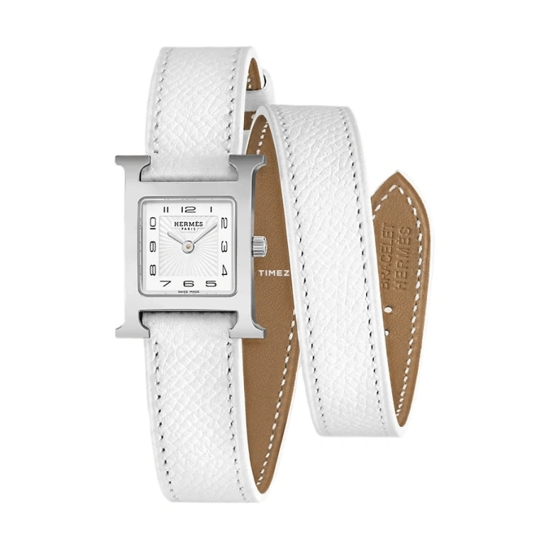 Hermès,Heure H 21x21mm,21x21mm,Stainless Steel,White,Quartz,Sapphire,Crystal Glass,Square,W036718WW00