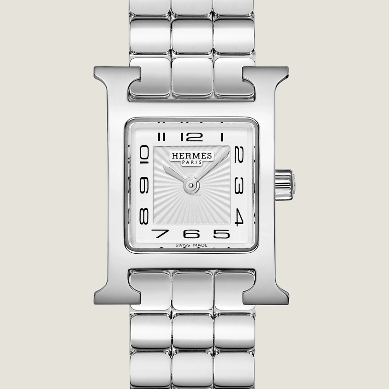 Hermès,Heure H 21x17mm,21x17mm,Stainless Steel,White,Quartz,Sapphire,Crystal Glass,Square,W054117WW00
