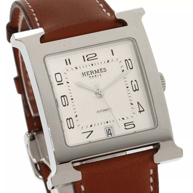 Hermès,Carré H 32.50x42mm,32.50x42mm,Stainless Steel,White,Automatic,Day,Sapphire,HH2810