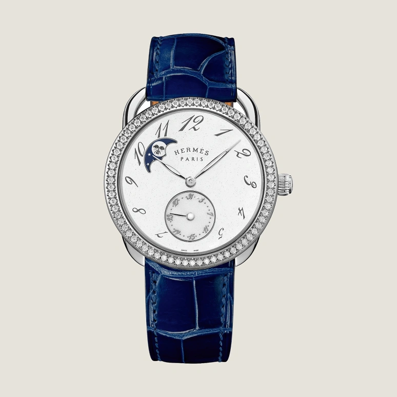 Hermès,Arceau 38mm,38mm,Stainless Steel,White,Automatic,Moonphase,Day,W049092WW00