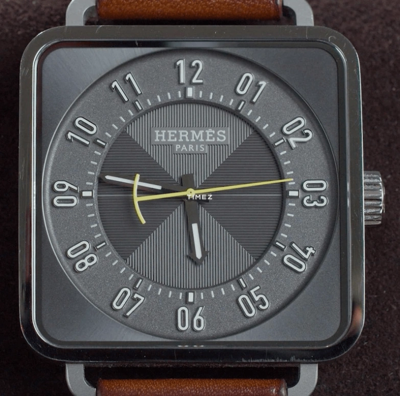 Hermès,Carré H 38mm,38mm,Stainless Steel,Grey,Black,Automatic,50hours,In-house Caliber,W052371WW00