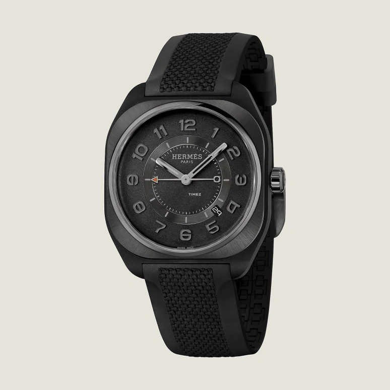 Hermès,H 42x39mm,42x39mm,Composite,Ceramic,Black,Automatic,Day,50hours,W057303WW00
