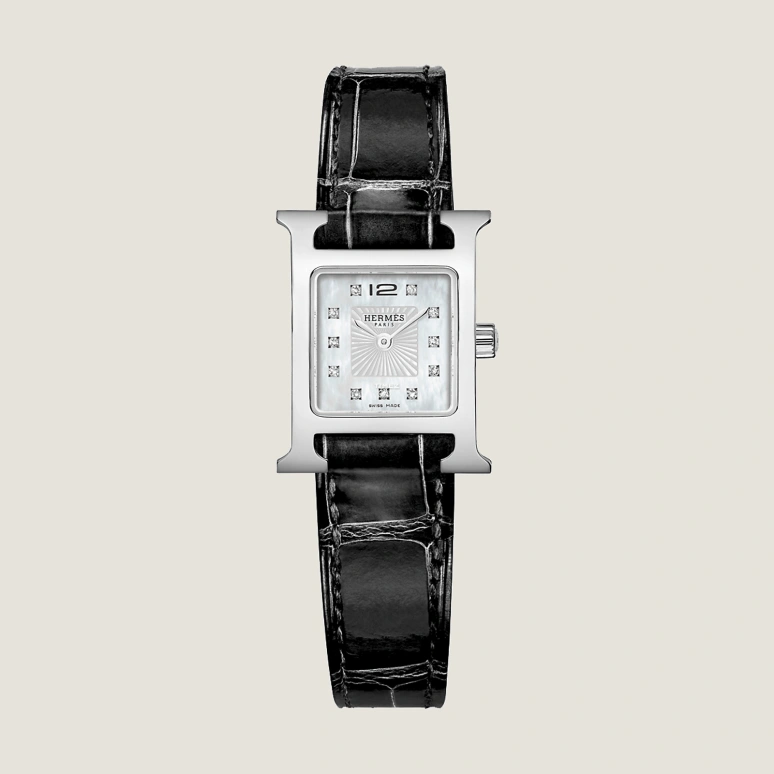 Hermès,Heure H 21x21mm,21x21mm,Stainless Steel,White,Quartz,Sapphire,Crystal Glass,Square,W037892WW00