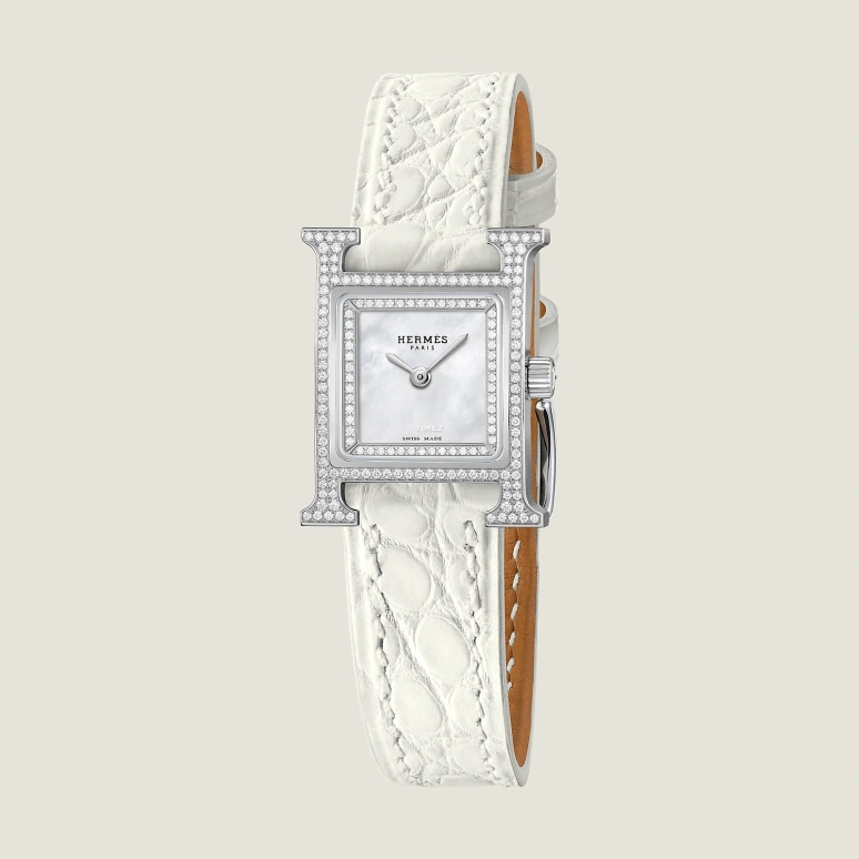 Hermès,Heure H 21x17mm,21x17mm,Stainless Steel,Silver White,White,Quartz,Sapphire,Crystal Glass,Square,W057250WW00