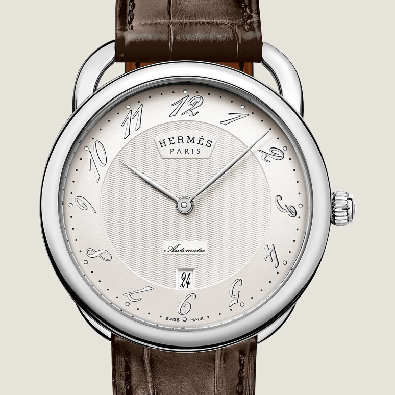 Hermès,Arceau 40mm,40mm,Stainless Steel,White,Automatic,Day,50hours,W055562WW00