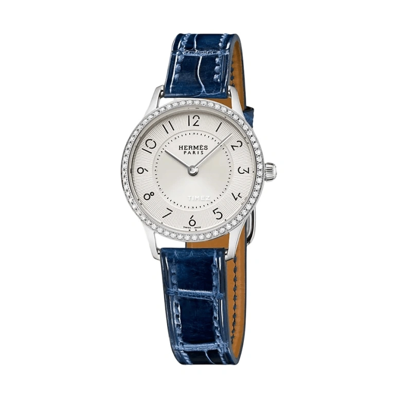 愛馬仕,Slim D'Hermès 25毫米,25毫米,不銹鋼,白色,石英,藍寶石,水晶玻璃,圓形,W041739WW00