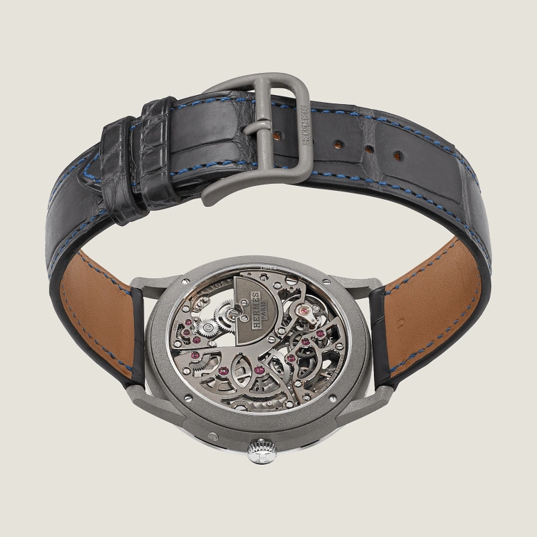 Hermès,Slim d'Hermès 39.50mm,39.50mm,Titanium,Platinum,Grey,Automatic,Moonphase,In-house Caliber,W053606WW00