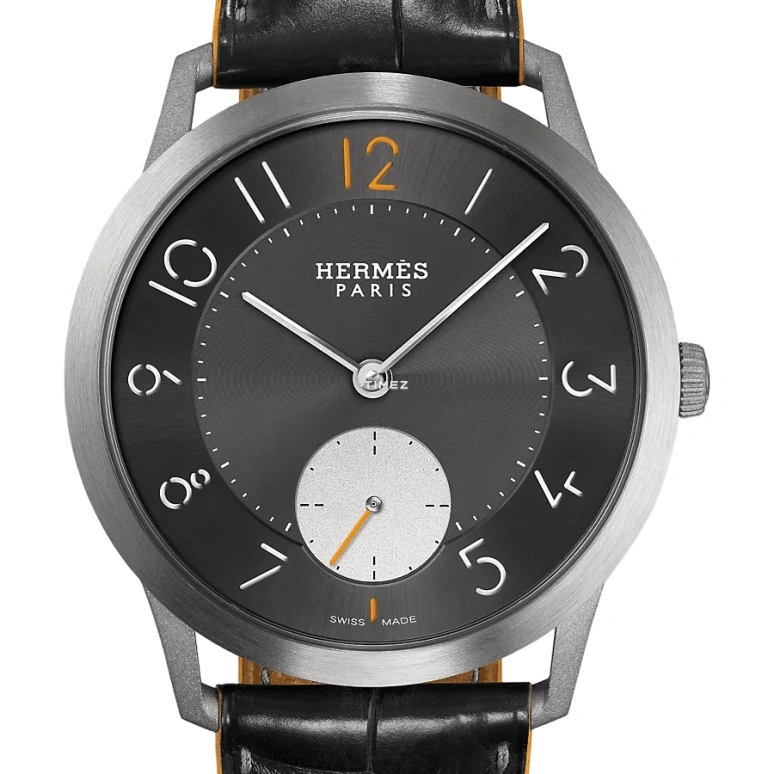 Hermès,Slim d'Hermès 39.50mm,39.50mm,Titanium,Smoky Gray,Automatic,42hours,In-house Caliber,W047665WW00