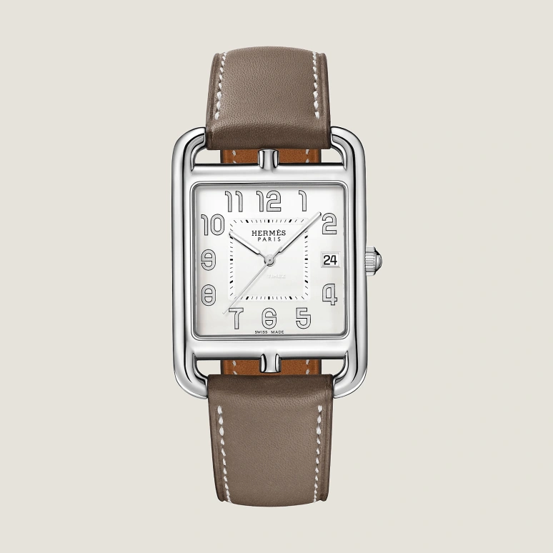 Hermès,Cape Cod 41x33mm,41x33mm,Stainless Steel,White,Quartz,Day,Sapphire,Crystal Glass,W044350WW00