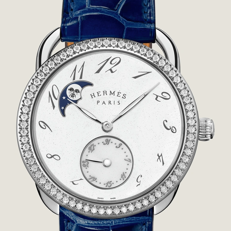 Hermès,Arceau 38mm,38mm,Stainless Steel,White,Automatic,Moonphase,Day,W049092WW00