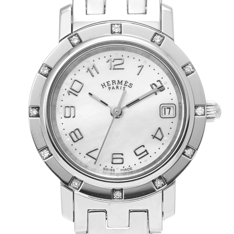Hermès,Clipper 24mm,24mm,Stainless Steel,White,Quartz,Day,Sapphire,Crystal Glass,CL4,CL4.230.212/3821