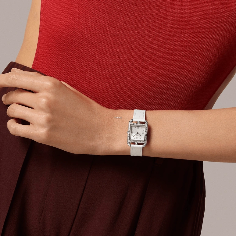 Hermès,Cape Cod 31x23mm,31x23mm,Stainless Steel,Silver White,White,Quartz,Sapphire,Crystal Glass,Square,W056144WW00