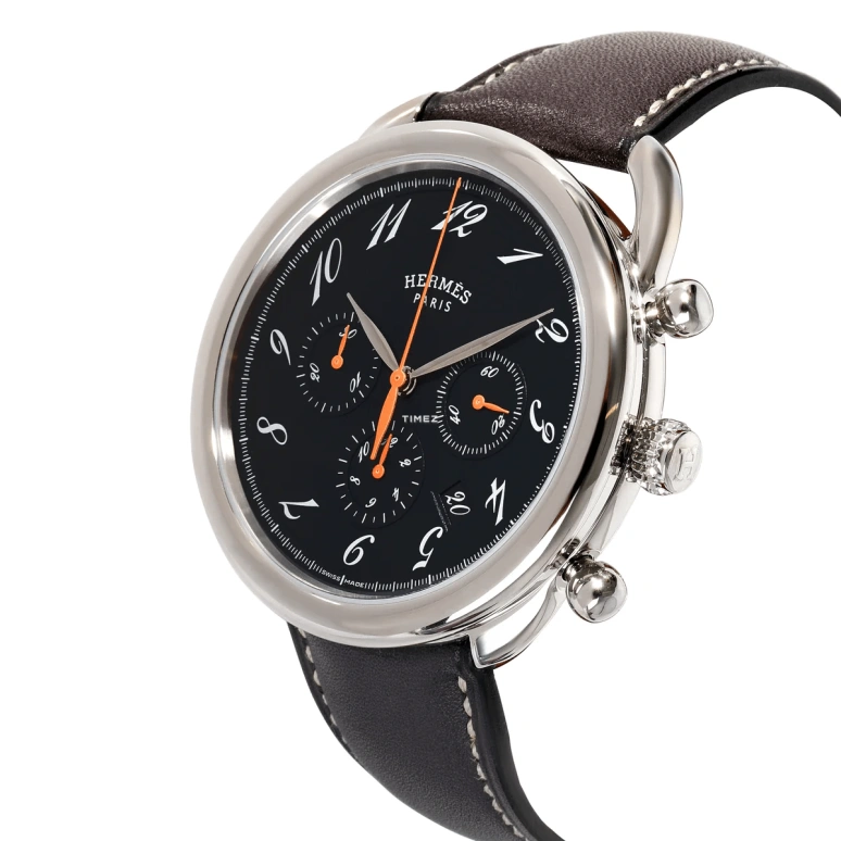 Hermès,Arceau 43mm,43mm,Stainless Steel,Black,Automatic,Chronograph,Day,AR4,AR4.910.630/DD762