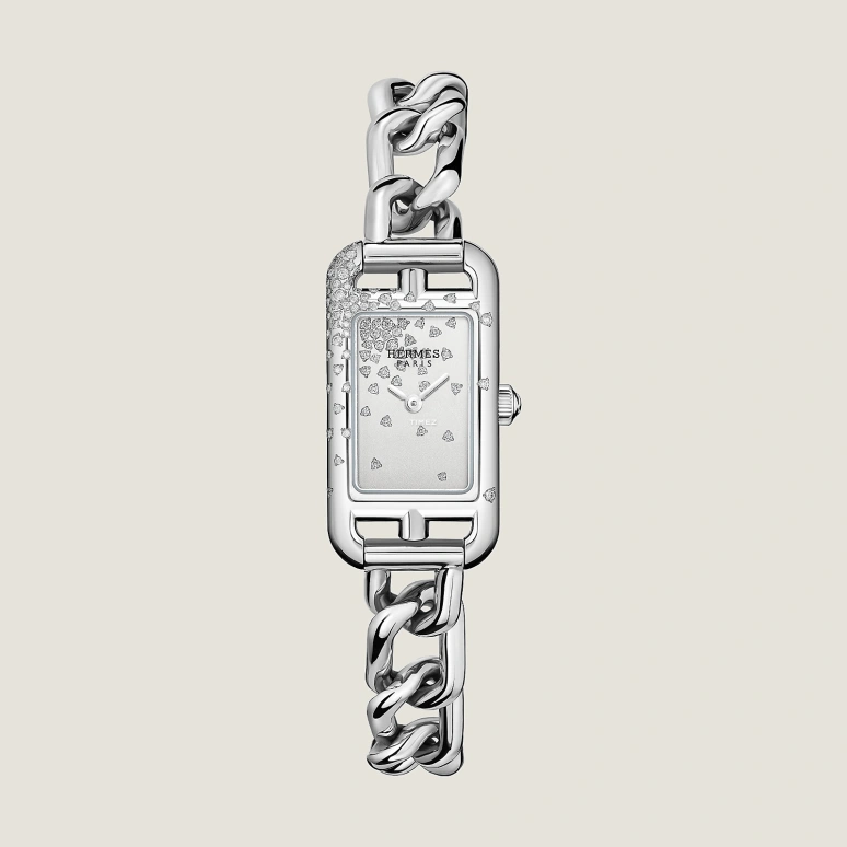 Hermès,Nantucket 29x17mm,29x17mm,Stainless Steel,Silver,Quartz,Sapphire,Crystal Glass,Rectangular,W049591WW00