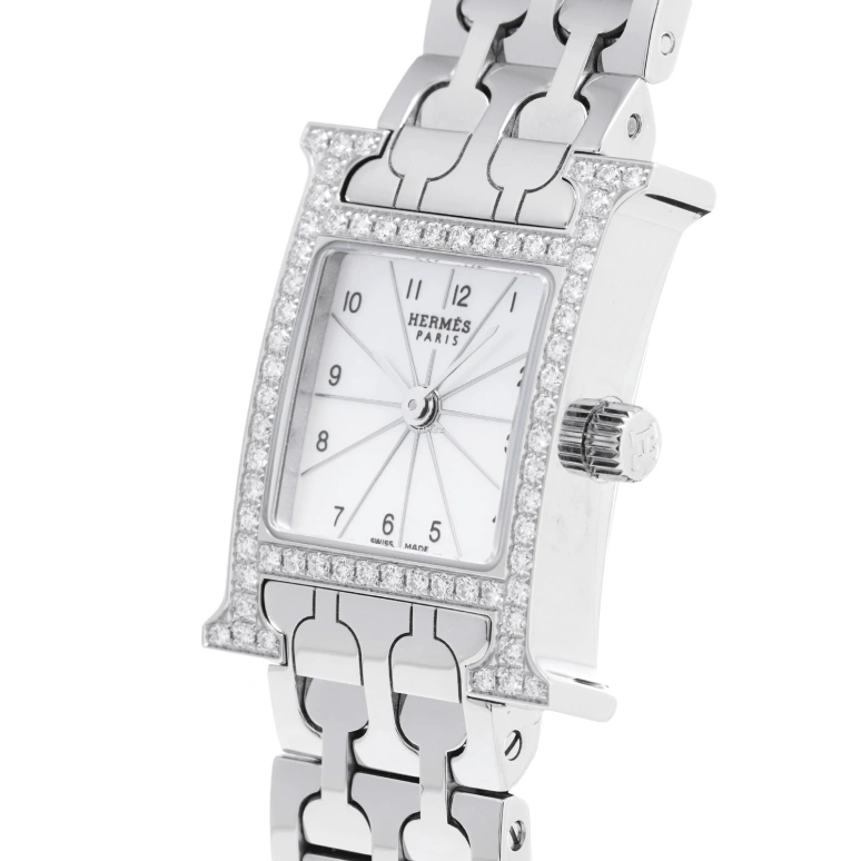 Hermès,H Hour 30x21mm,30x21mm,Stainless Steel,White,Quartz,Sapphire,Crystal Glass,Square,HH1,HH1.130.212/4835