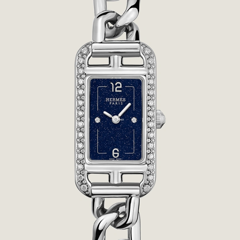 Hermès,Nantucket 29x17mm,29x17mm,Stainless Steel,Blue,Quartz,Sapphire,Rectangular,W057486WW00