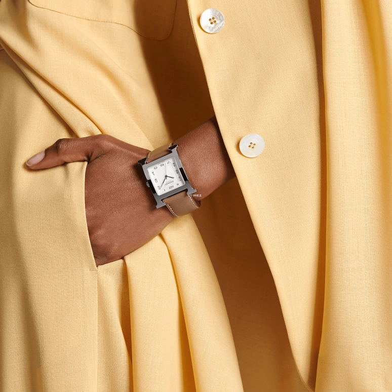 Hermès,Heure H 30.50x30.50mm,30.50x30.50mm,Stainless Steel,White,Quartz,Sapphire,Square,W036831WW00