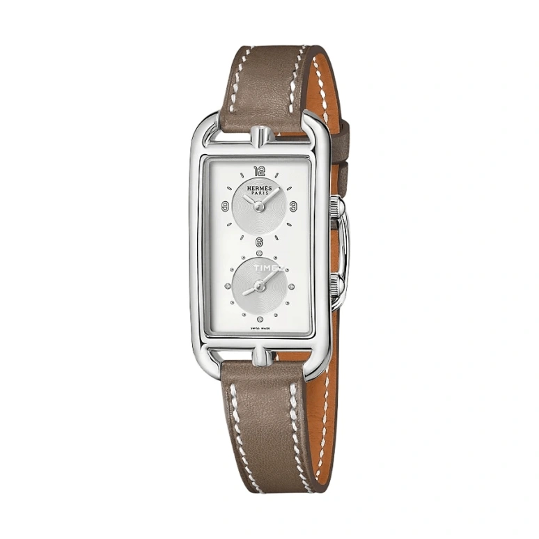 Hermès,Nantucket 22x32.50mm,22x32.50mm,Stainless Steel,Silver White,Quartz,Dule Time,Sapphire,Crystal Glass,W053809WW00