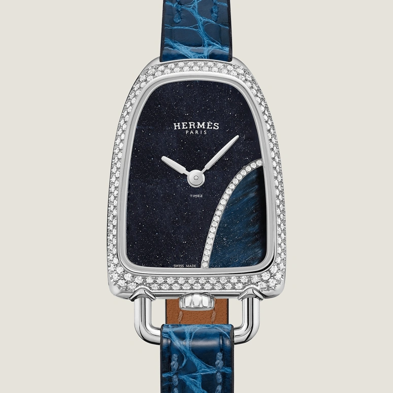 Hermès,Galop D'Hermès 32x20mm,32x20mm,Stainless Steel,Dark Blue,Quartz,Crystal Glass,Other,W059592WW00