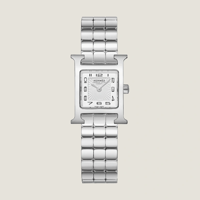 Hermès,Heure H 21x17mm,21x17mm,Stainless Steel,White,Quartz,Sapphire,Crystal Glass,Square,W054117WW00