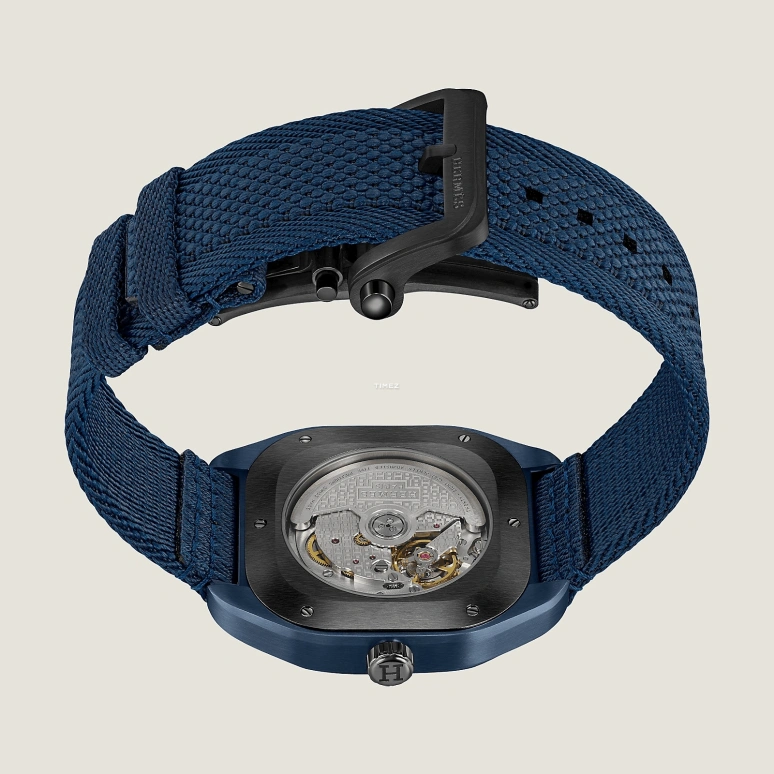 Hermès,H 42x39mm,42x39mm,Titanium,Blue,Black,Automatic,Day,50hours,W056988WW00