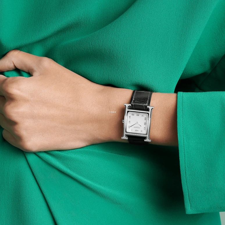 Hermès,Heure H 30x26mm,30x26mm,Stainless Steel,Silver White,White,Quartz,Sapphire,Crystal Glass,Rectangular,W046515WW00
