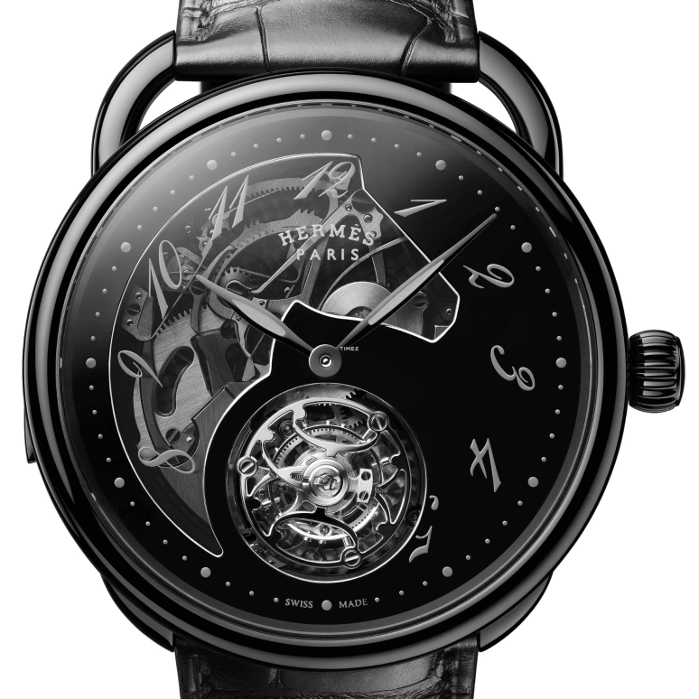 Hermès,Arceau 43mm,43mm,Titanium Gold,Black,Automatic,Tourbillon,90hours,057313WW00