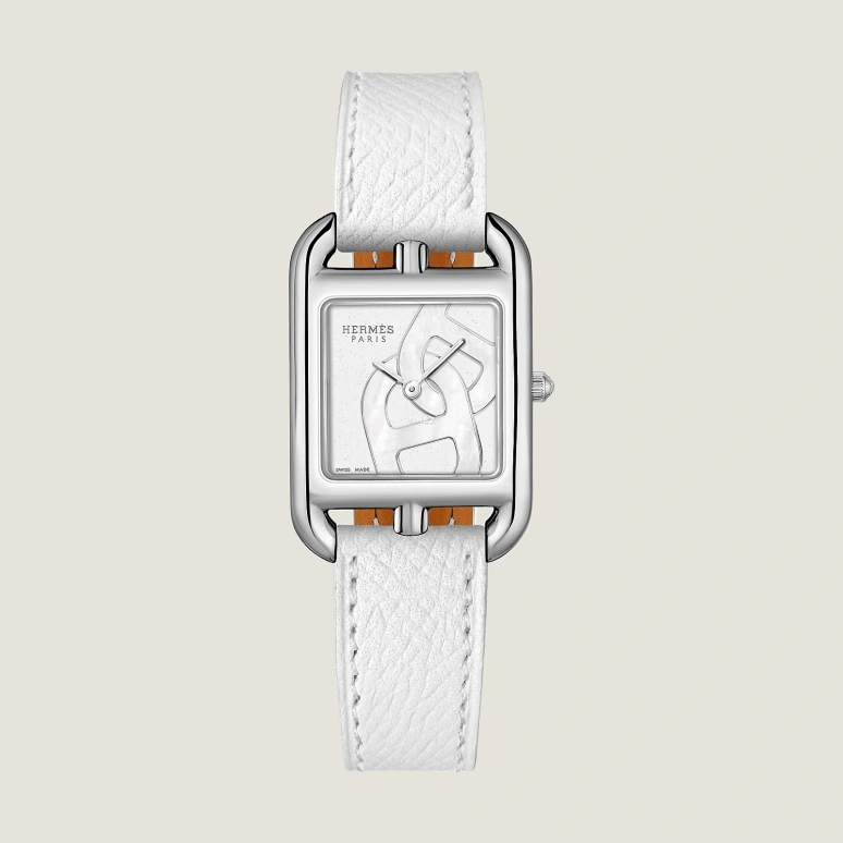 Hermès,Cape Cod 31x23mm,31x23mm,Stainless Steel,Silver White,White,Quartz,Sapphire,Crystal Glass,Square,W056663WW00