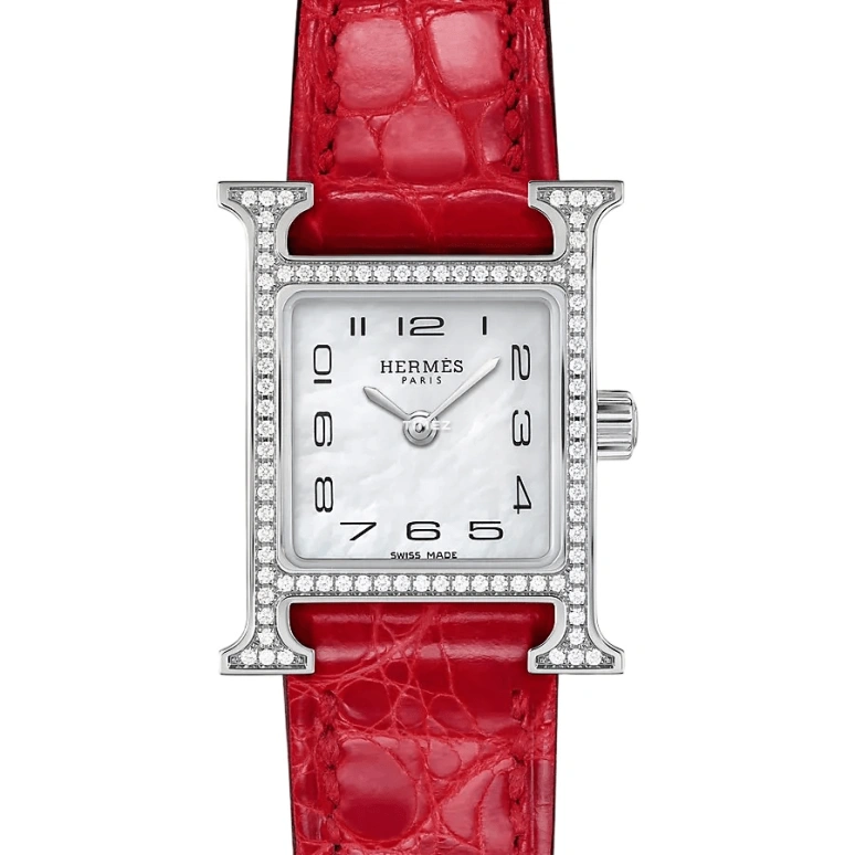 Hermès,Heure H 17.20x17.20mm,17.20x17.20mm,Stainless Steel,White,Quartz,Sapphire,Crystal Glass,Square,W053022WW00