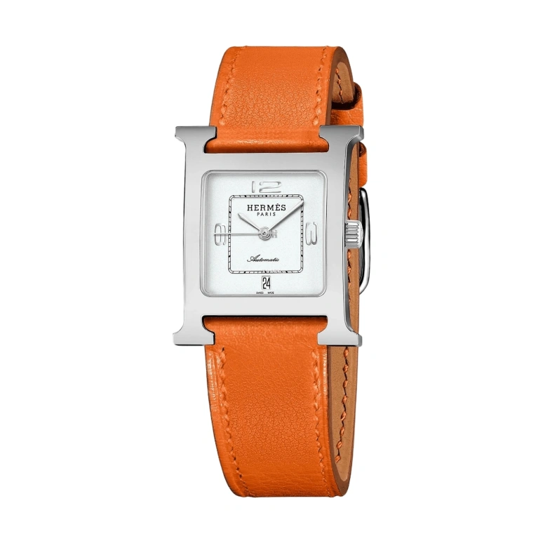 Hermès,Heure H 26.40x26.40mm,26.40x26.40mm,Stainless Steel,White,Automatic,Day,Sapphire,Crystal Glass,W049152WW00