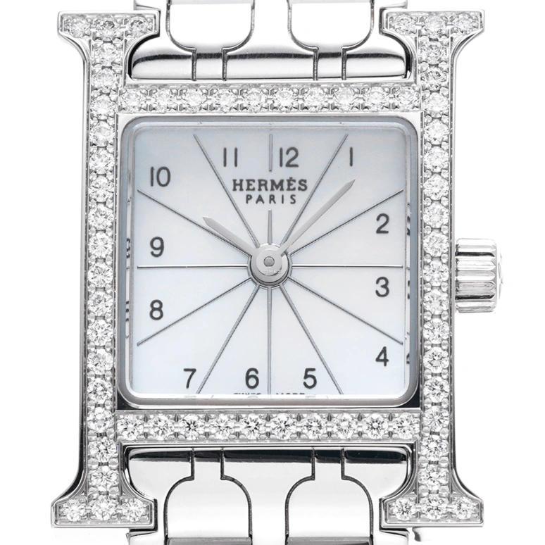 Hermès,H Hour 30x21mm,30x21mm,Stainless Steel,White,Quartz,Sapphire,Crystal Glass,Square,HH1,HH1.130.212/4835