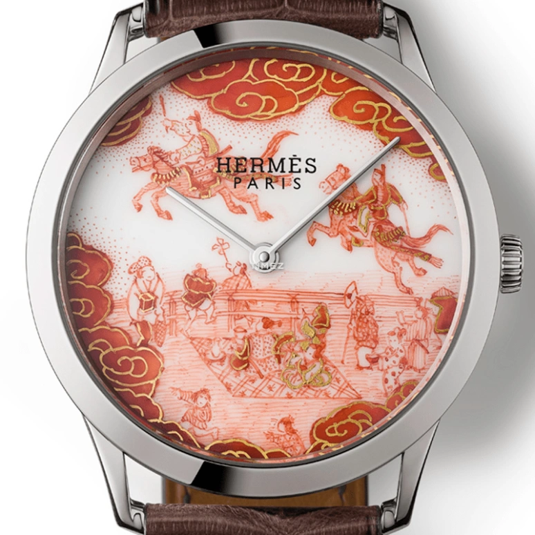 Hermès,Le temps suspendu 39.50mm,39.50mm,White Gold,Multi-Color,White,Automatic,42hours,In-house Caliber,KOMA KURABE